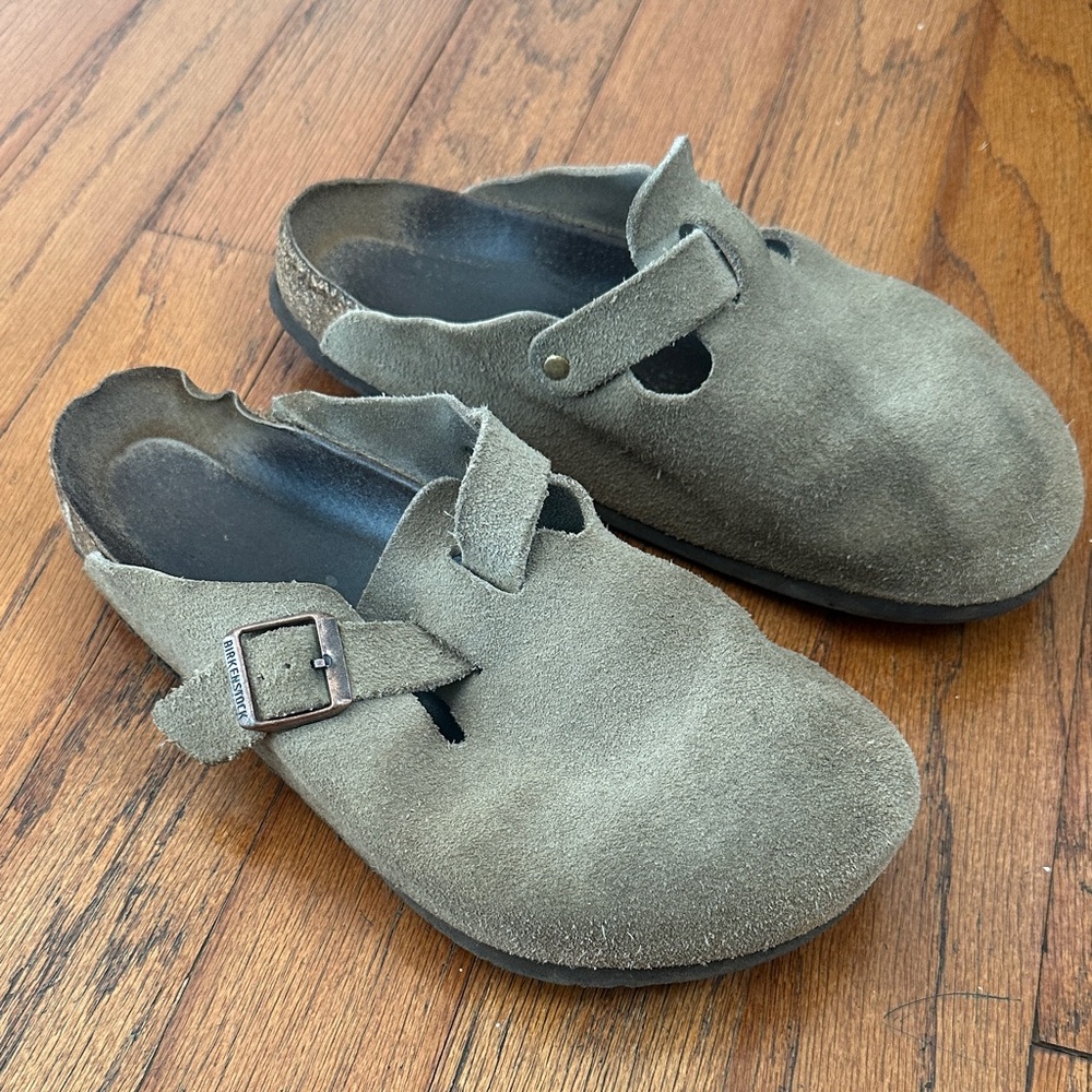 Birkenstock Tan Boston Buckle Clogs